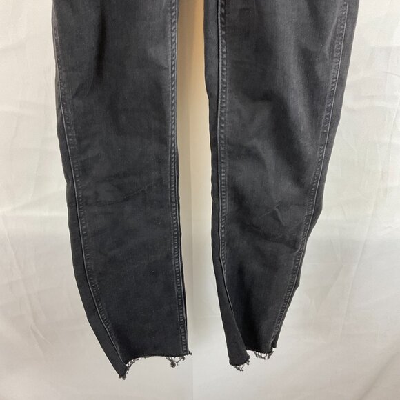 Madewell Skinny Overalls Denim XS Black Lunar Wash Chewed Hem Pockets - Picture 7 of 15